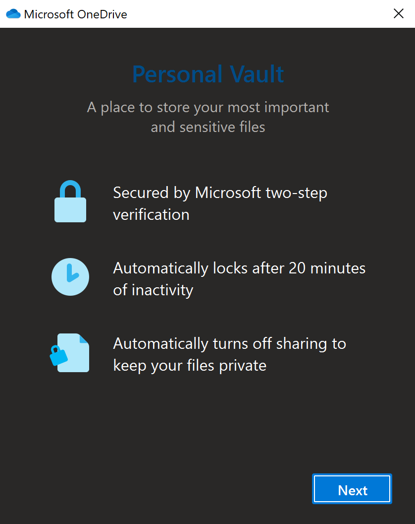 One Drive Personal Vault